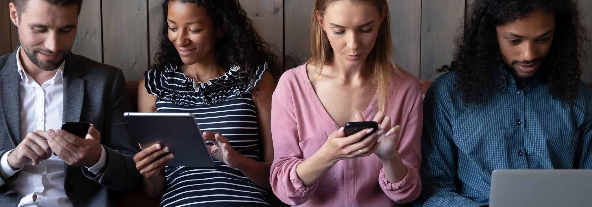 people viewing websites on various devices